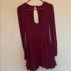 Lovers + Friends maroon mini dress long sleeve
